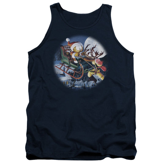 Garfield - Moonlight Ride - Adult Tank - Navy