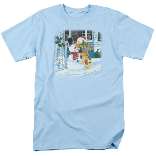 Garfield - Snow Fun - Short Sleeve Adult 18/1 - Light Blue T-shirt