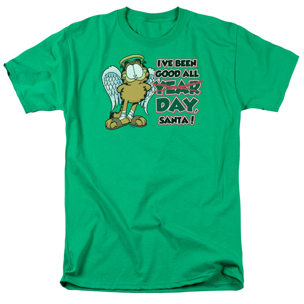 Garfield - Ive Been Good - Short Sleeve Adult 18/1 - Kelly Green T-shirt