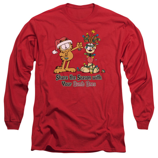 Garfield - Share The Season - Long Sleeve Adult 18/1 - Red T-shirt