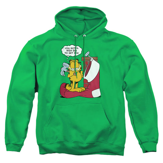 Garfield - Wish Big - Adult Pull-over Hoodie - Kelly Green