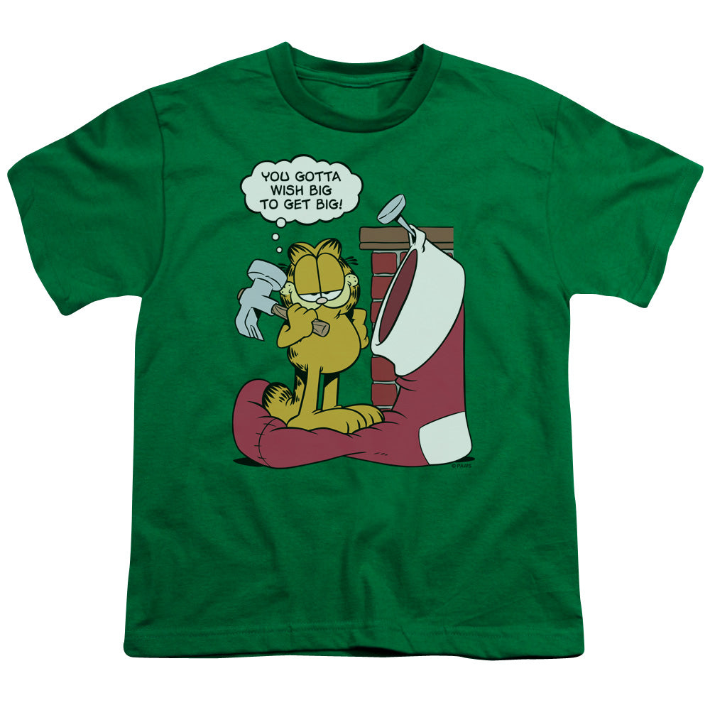 GARFIELD WISH BIG - S/S YOUTH 18/1 - KELLY GREEN T-Shirt