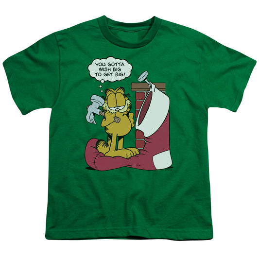 GARFIELD WISH BIG - S/S YOUTH 18/1 - KELLY GREEN T-Shirt