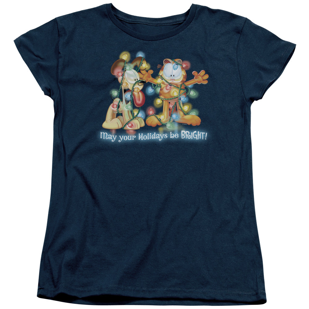 Garfield - Bright Holidays - Short Sleeve Womens Tee - Navy T-shirt