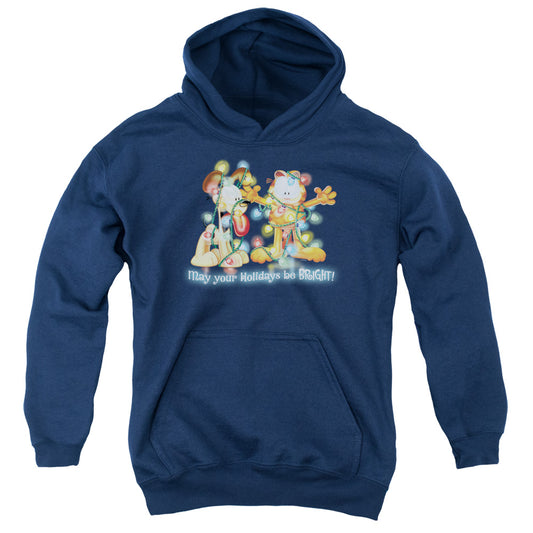 Garfield - Bright Holidays - Youth Pull-over Hoodie - Navy