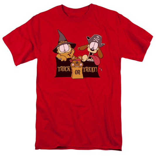 Garfield - Trick Or Treat - Short Sleeve Adult 18/1 - Red T-shirt