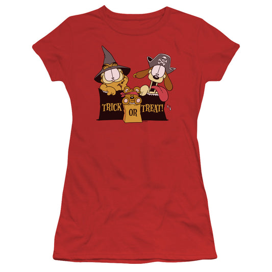 Garfield - Trick Or Treat - Short Sleeve Junior Sheer - Red T-shirt