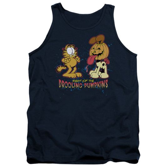 Garfield - Drooling Pumpkins - Adult Tank - Navy