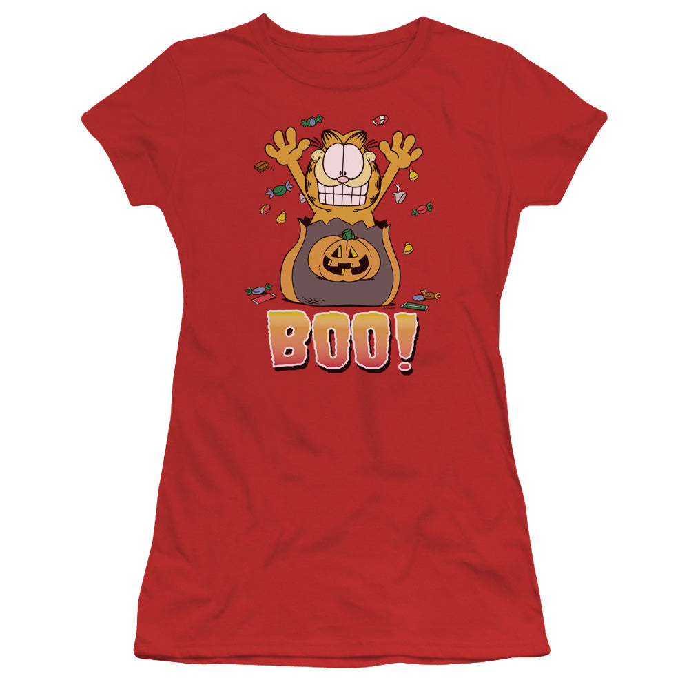 Garfield - Boo! - Short Sleeve Junior Sheer - Red T-shirt