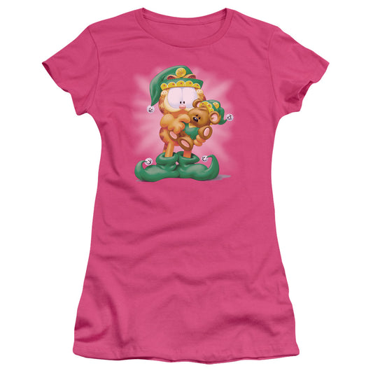 Garfield - Number 1 Elf - Short Sleeve Junior Sheer - Hot Pink T-shirt