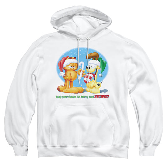 Garfield - Merry And Striped - Adult Pull-over Hoodie - White