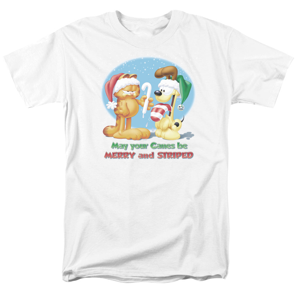 Garfield - Merry And Striped - Short Sleeve Adult 18/1 - White T-shirt