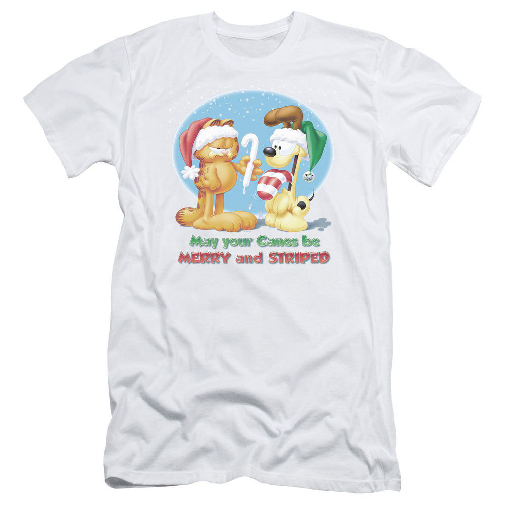 Garfield - Merry And Striped - Short Sleeve Adult 30/1 - White T-shirt