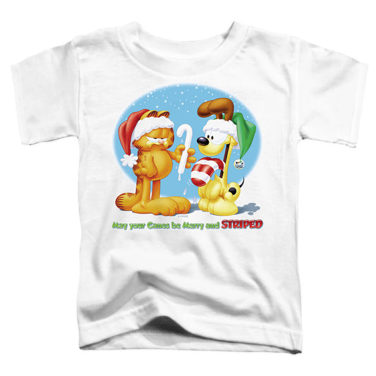 Garfield - Merry And Striped - Short Sleeve Toddler Tee - White T-shirt