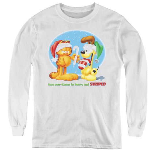 Garfield - Merry And Striped - Youth Long Sleeve Tee - White