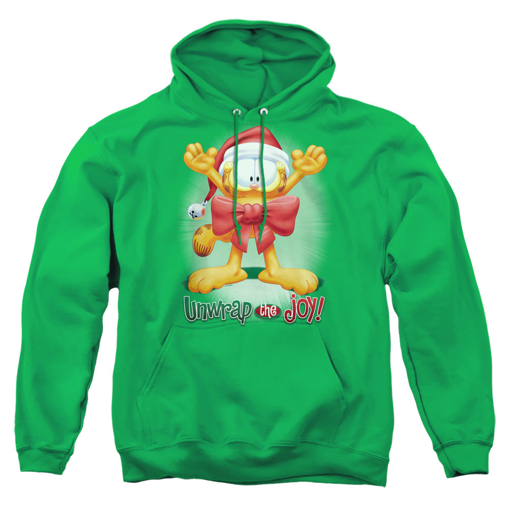Garfield - Unwrap The Joy! - Adult Pull-over Hoodie - Kelly Green