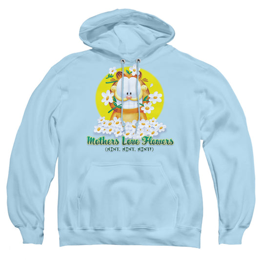 Garfield - Mothers Love Flowers - Adult Pull-over Hoodie - Light Blue