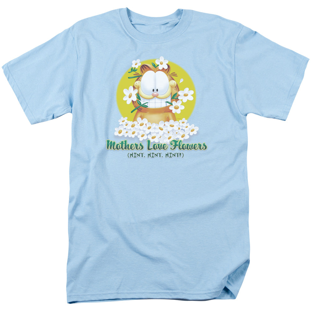 Garfield - Mothers Love Flowers - Short Sleeve Adult 18/1 - Light Blue T-shirt