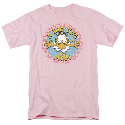 Garfield - A Big Hug For Mom - Short Sleeve Adult 18/1 - Pink T-shirt