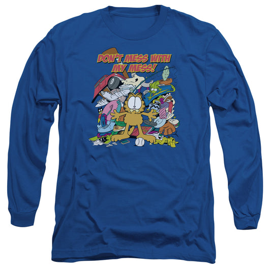 Garfield - My Mess - Long Sleeve Adult 18/1 - Royal Blue T-shirt