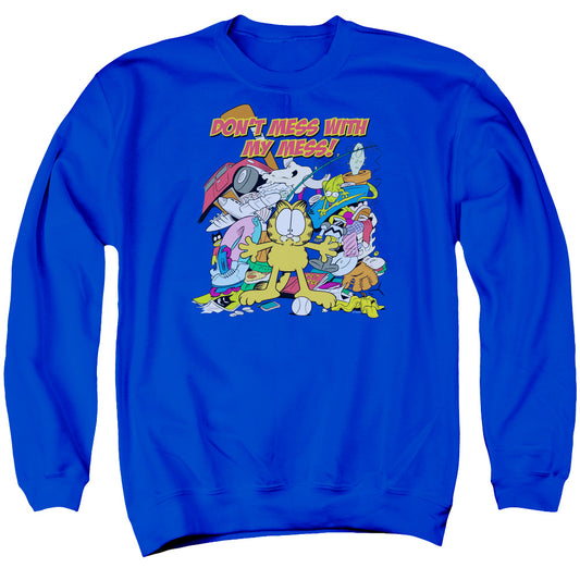 Garfield - My Mess - Adult Crewneck Sweatshirt - Royal Blue