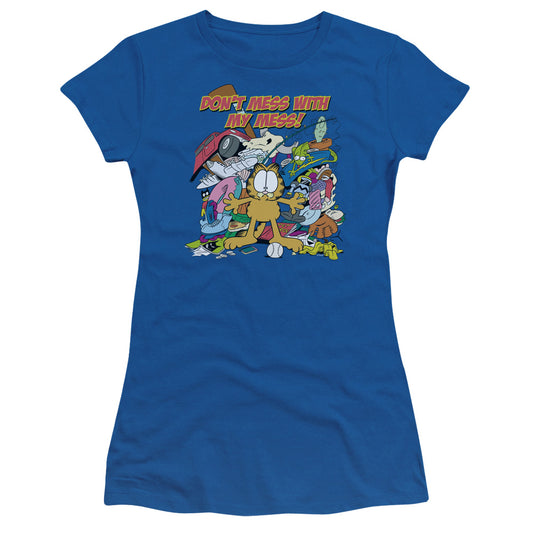 Garfield - My Mess - Short Sleeve Junior Sheer - Royal Blue T-shirt