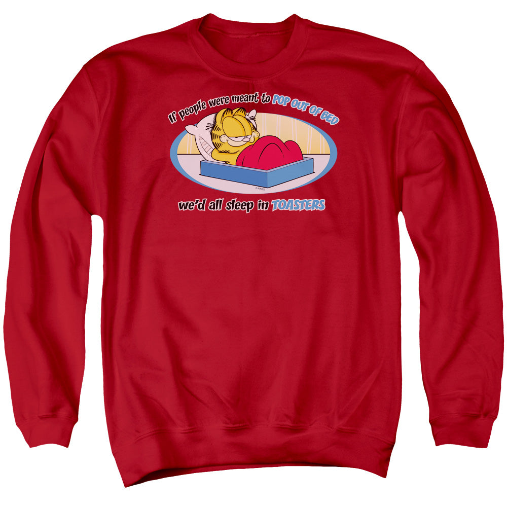 Garfield - Pop Out Of Bed - Adult Crewneck Sweatshirt - Red