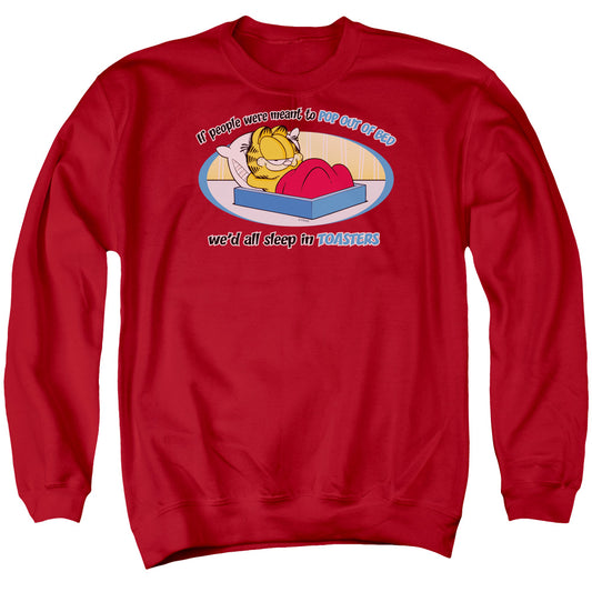 Garfield - Pop Out Of Bed - Adult Crewneck Sweatshirt - Red