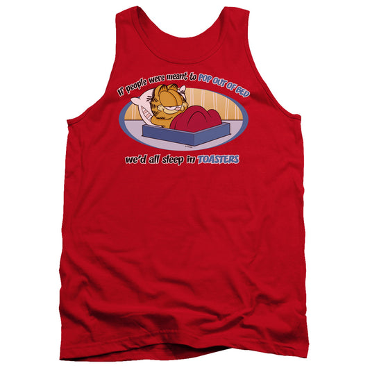 Garfield - Pop Out Of Bed - Adult Tank - Red