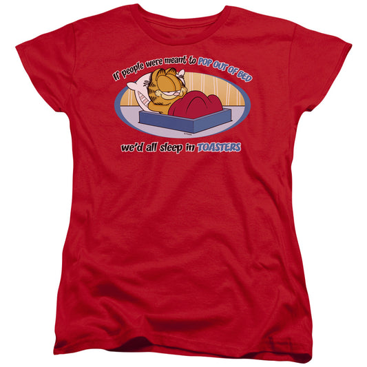 Garfield - Pop Out Of Bed - Short Sleeve Women"s Tee - Red T-shirt