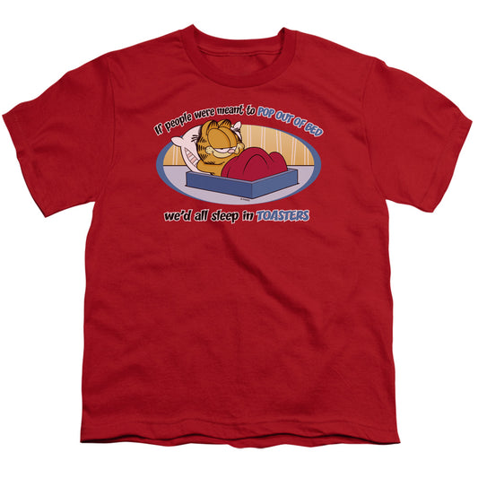 Garfield - Pop Out Of Bed - Short Sleeve Youth 18/1 - Red T-shirt