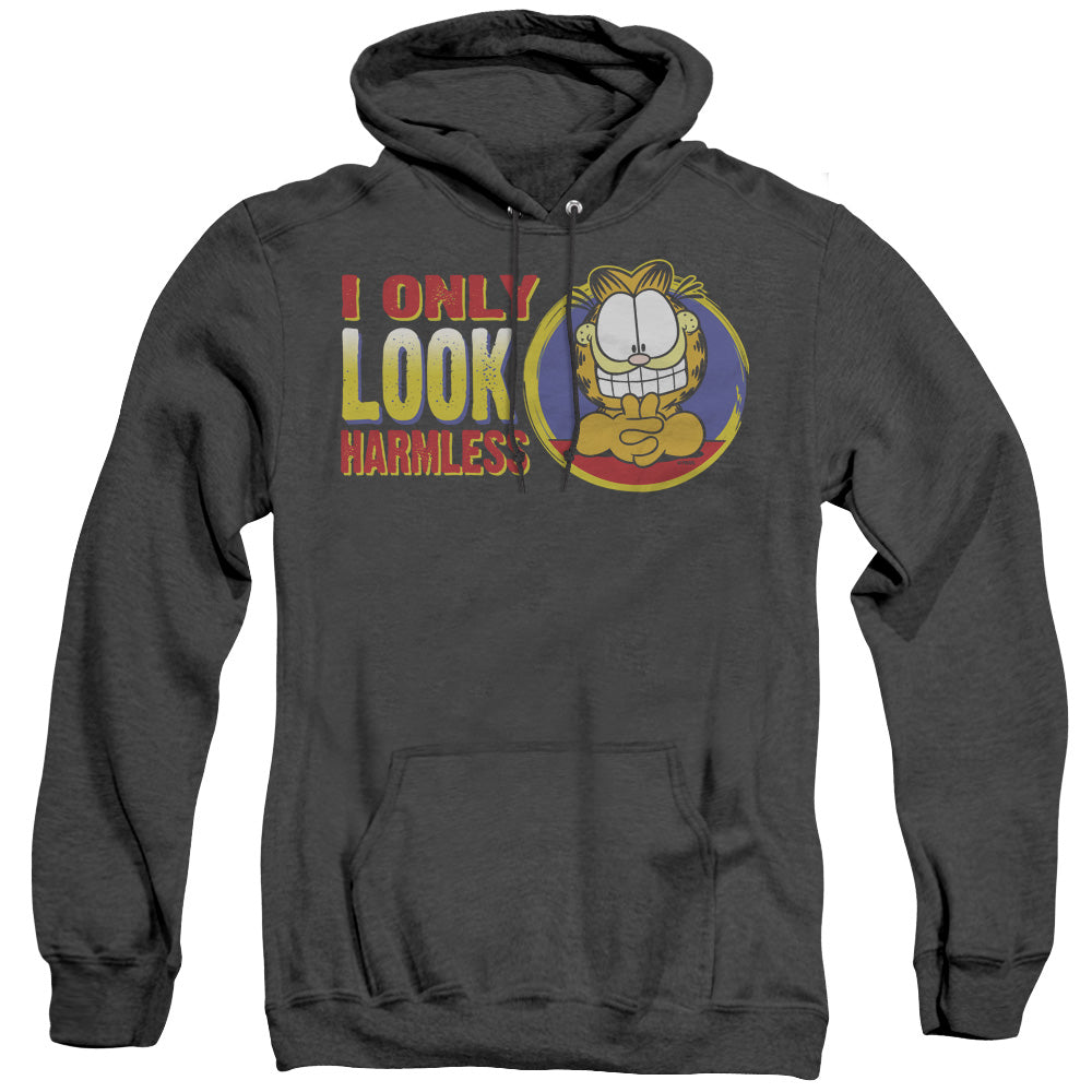 Garfield - I Only Look Harmless - Adult Heather Hoodie - Black