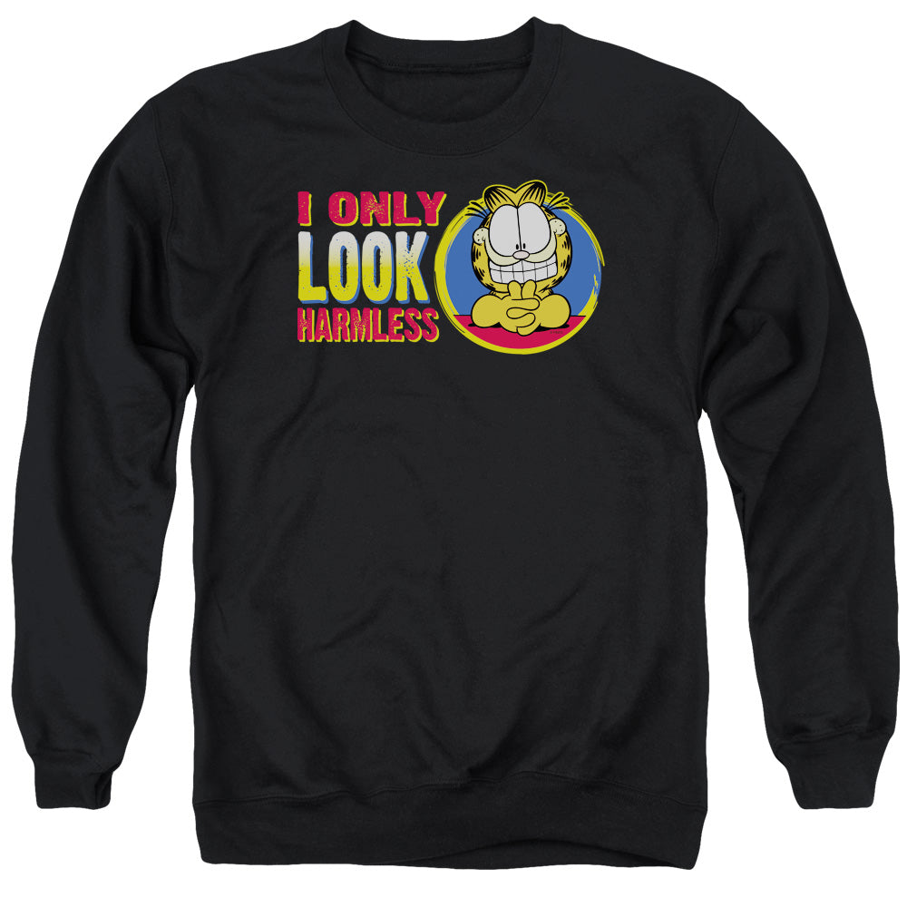 Garfield - I Only Look Harmless - Adult Crewneck Sweatshirt - Black