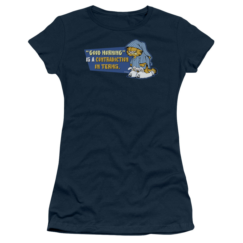 Garfield - Contradicition In Terms - Short Sleeve Junior Sheer - Navy T-shirt