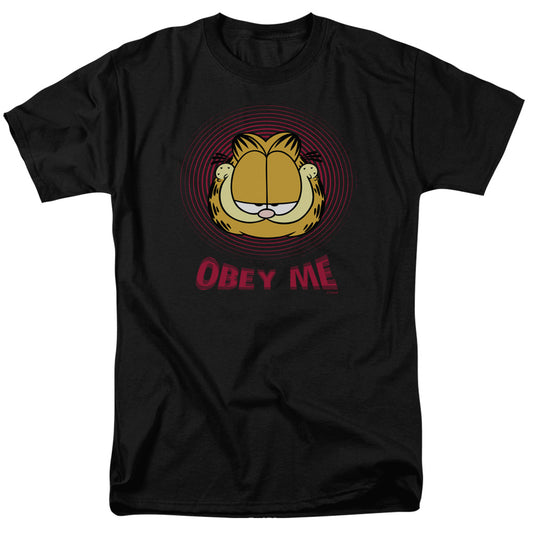 Garfield - Obey Me - Short Sleeve Adult 18/1 - Black T-shirt