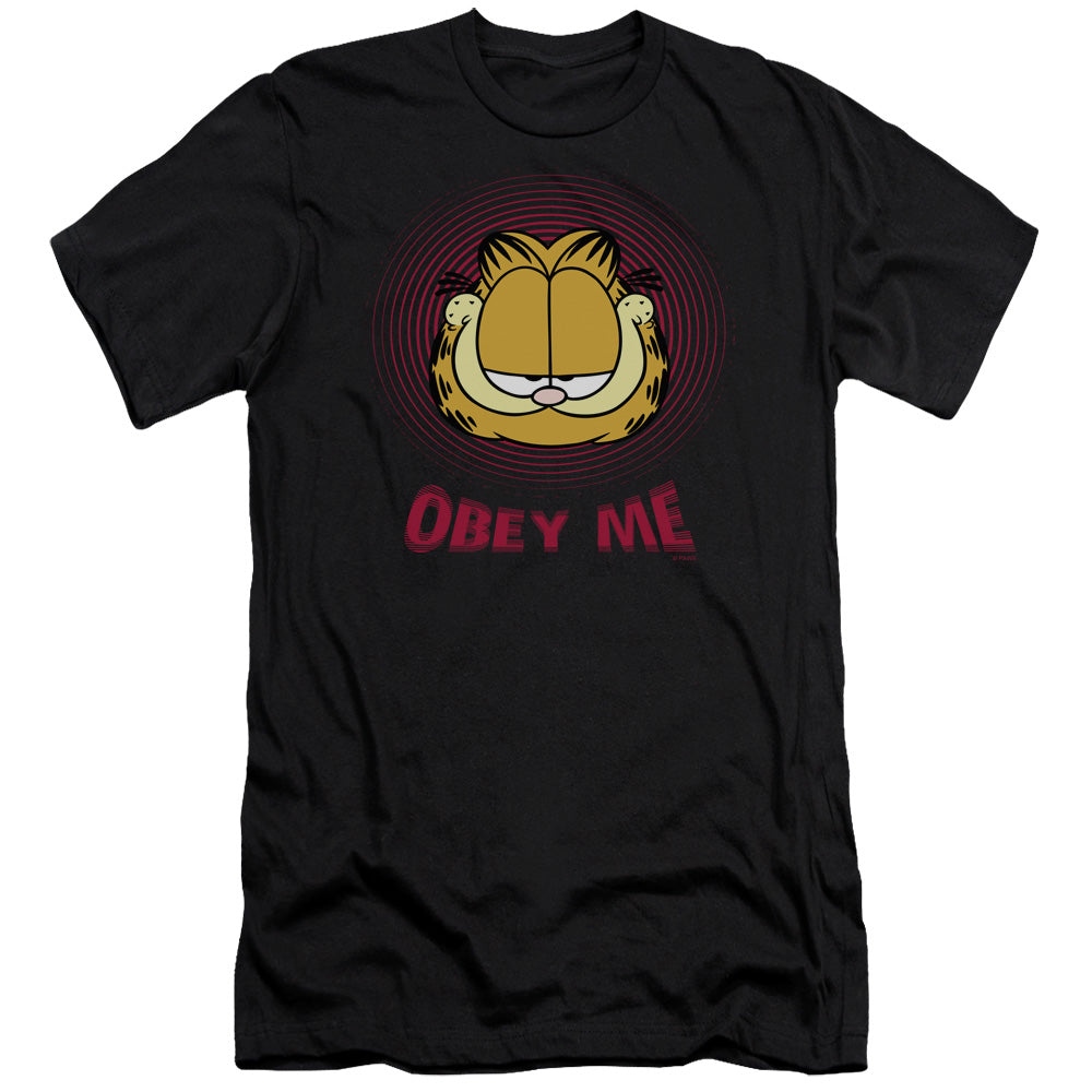 Garfield - Obey Me - Short Sleeve Adult 30/1 - Black T-shirt