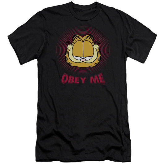 Garfield - Obey Me - Short Sleeve Adult 30/1 - Black T-shirt