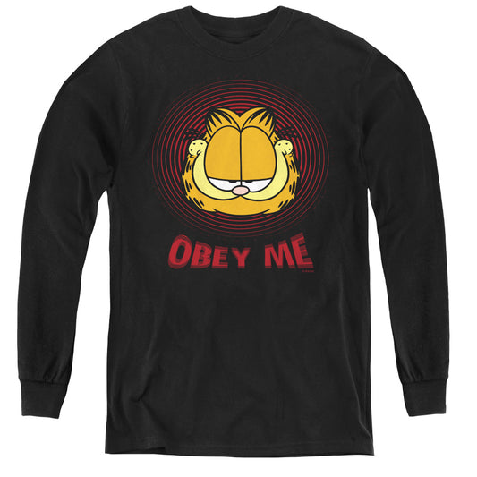 Garfield - Obey Me - Youth Long Sleeve Tee - Black