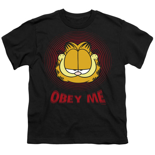 Garfield - Obey Me - Short Sleeve Youth 18/1 - Black T-shirt