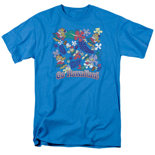 Garfield - Go Hawaiian - Short Sleeve Adult 18/1 - Turquoise T-shirt