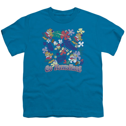 Garfield - Go Hawaiian - Short Sleeve Youth 18/1 - Turquoise T-shirt
