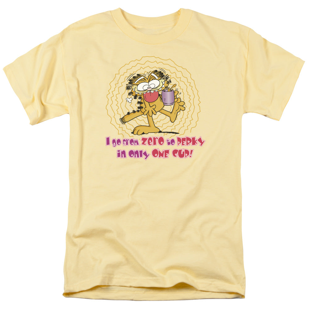 Garfield - From Zero To Perky - Short Sleeve Adult 18/1 - Banana T-shirt