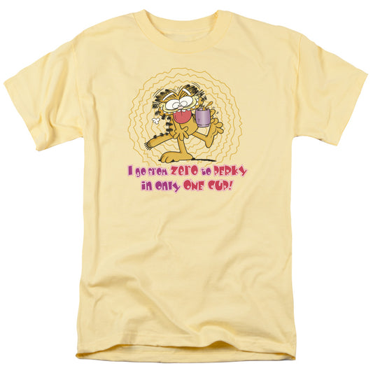 Garfield - From Zero To Perky - Short Sleeve Adult 18/1 - Banana T-shirt