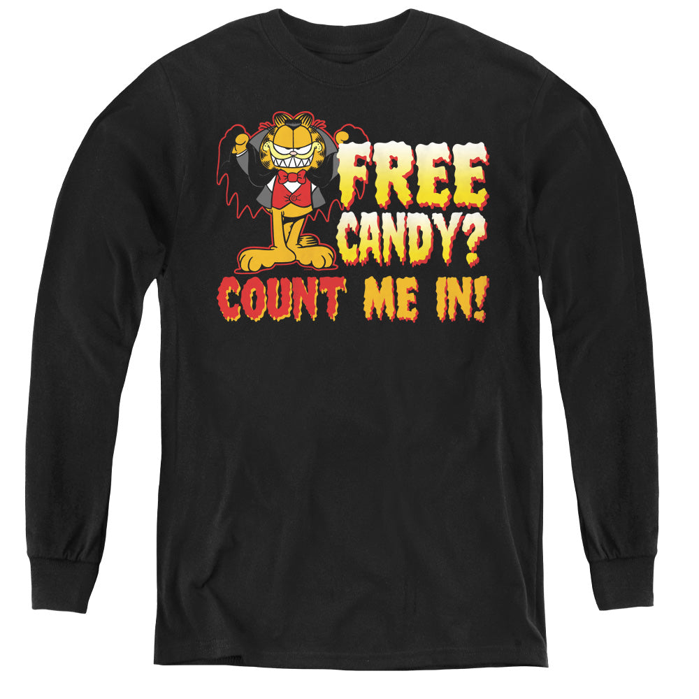 Garfield - Count Me In - Youth Long Sleeve Tee - Black