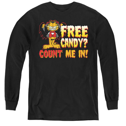 Garfield - Count Me In - Youth Long Sleeve Tee - Black