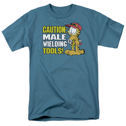 Garfield - Male Weilding Tools - Short Sleeve Adult 18/1 - Slate T-shirt