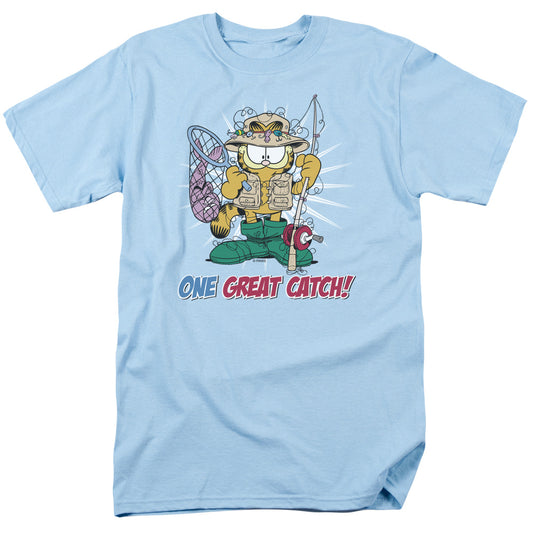Garfield - One Great Catch - Short Sleeve Adult 18/1 - Light Blue T-shirt