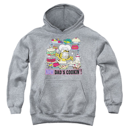 Garfield - Now Dads Cooking - Youth Pull-over Hoodie - Athletic Heather
