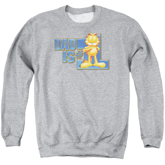 Garfield - Dad Is Number One - Adult Crewneck Sweatshirt - Athletic Heather