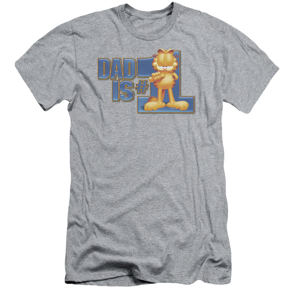 Garfield - Dad Is Number One - Short Sleeve Adult 30/1 - Athletic Heather T-shirt